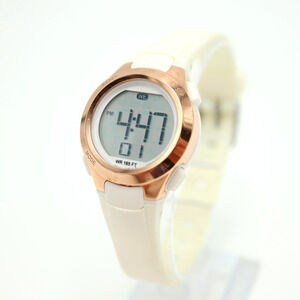 Amazon Essentials Womens Digital Sport Watch 27mm White Rose Gold w New Battery